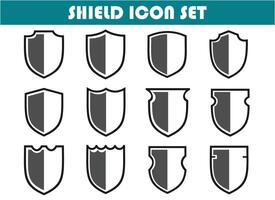 shield icon set, simple flat and black and white design, for graphic needs. vector eps 10.