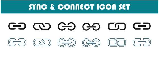 Sync chain icon set vector