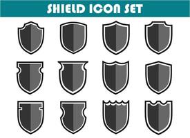 shield icon set, simple flat and black and white design, for graphic needs. vector eps 10.