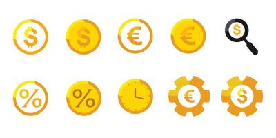 Gold coin icon set vector