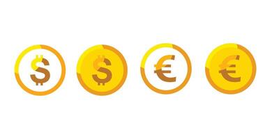 Gold coin icon set vector