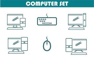 Computer, keyboard, and mouse icon set vector