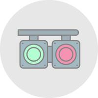 Crossing Line Filled Light Circle Icon vector