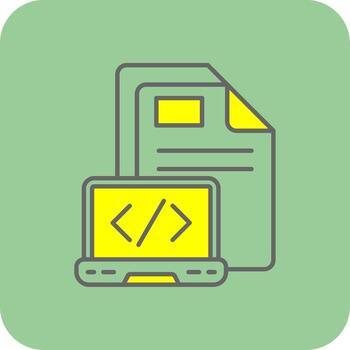 codificación lleno amarillo icono vector