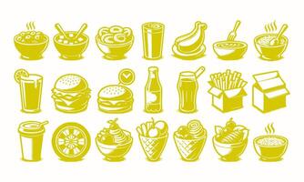 Fresh Food set vector art style with a plain background