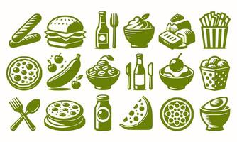 Fresh Food set vector art style with a plain background