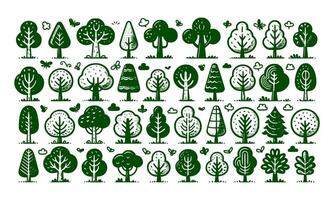 Diversity of trees set on background white vector