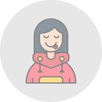 Tongue Line Filled Light Circle Icon vector