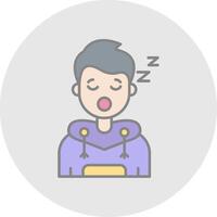 Sleep Line Filled Light Circle Icon vector