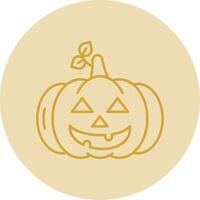 Pumpkin Line Yellow Circle Icon vector