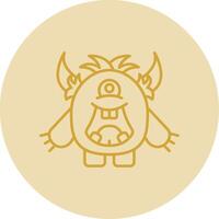 Monster Line Yellow Circle Icon vector