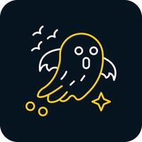 fantasma línea amarillo blanco icono vector