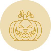 Pumpkin Line Yellow Circle Icon vector