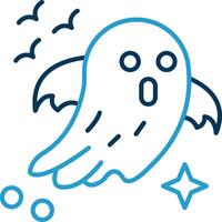 fantasma línea azul dos color icono vector