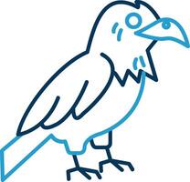 cuervo línea azul dos color icono vector