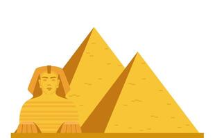 Egipto pirámides con esfinge. famoso africano histórico sitio en giza. egipcio faraón tumba, El Cairo turismo y viaje destino. vector ilustración.