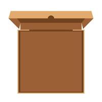 Pizza cardboard box opened, top view. Flat style vector illustration isolated on white background.