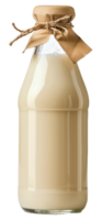 ai généré Lait bouteille avec rustique toile de jute décoration sur transparent Contexte - Stock png. png