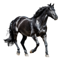 ai généré majestueux noir cheval galopant librement sur transparent Contexte - Stock png. png