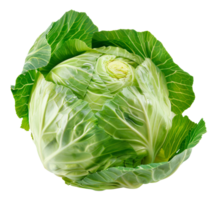 AI generated Fresh green cabbage head on transparent background - stock png. png