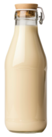 AI generated Glass milk bottle with cork stopper on transparent background - stock png. png