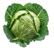 AI generated Fresh green cabbage head on transparent background - stock png. png