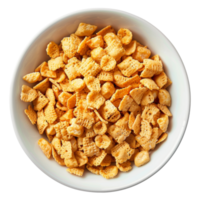 ai generado cuenco de crujiente trigo cereal cuadrícula en transparente antecedentes - valores png. png