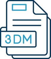 3dm línea azul dos color icono vector