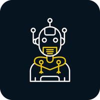 Robot Line Yellow White Icon vector