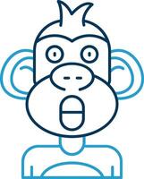 Surprised Line Blue Two Color Icon vector