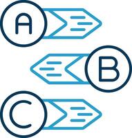 diagrama línea azul dos color icono vector