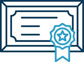 Certificate Line Blue Two Color Icon vector