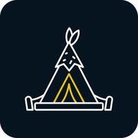 Tent Line Yellow White Icon vector