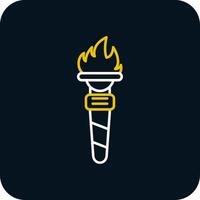 Torch Line Yellow White Icon vector