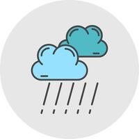 Rain Line Filled Light Circle Icon vector