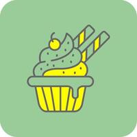 Cupcake Filled Yellow Icon vector