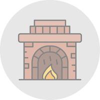 Fireplace Line Filled Light Circle Icon vector