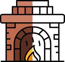 Fireplace Filled Half Cut Icon vector