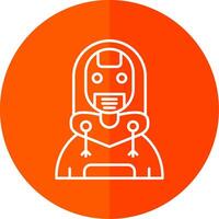 Robot Line Red Circle Icon vector
