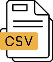 Csv Skined Filled Icon vector