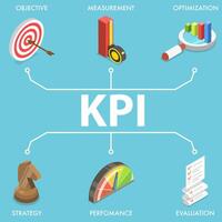 3d vector conceptual ilustración de kpi - llave actuación indicador.