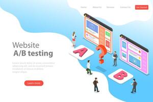 Isometric flat vector landing page template of AB testing, split test.