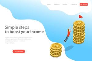 Isometric flat vector landing page template of business motivation.