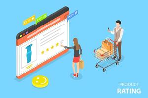 Isometric flat vector concept of product rating, customer feedback.