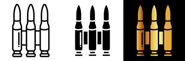 The Ammunition icon signifies firepower, military readiness, and preparedness for combat. vector