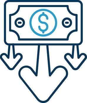 Decrease Line Blue Two Color Icon vector