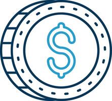 Dollar Line Blue Two Color Icon vector