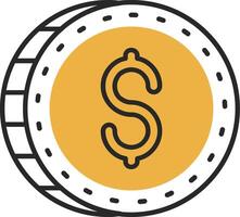 Dollar Skined Filled Icon vector