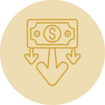 Decrease Line Yellow Circle Icon vector