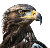 AI generated Majestic golden eagle head close-up on transparent background - stock png. png